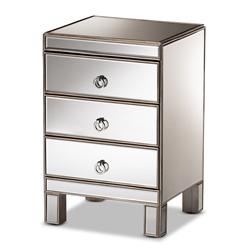 Baxton Studio Ewan Contemporary Glam and Luxe Mirrored 3-Drawer End Table